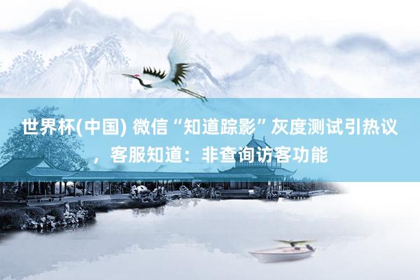 世界杯(中国) 微信“知道踪影”灰度测试引热议，客服知道：非查询访客功能