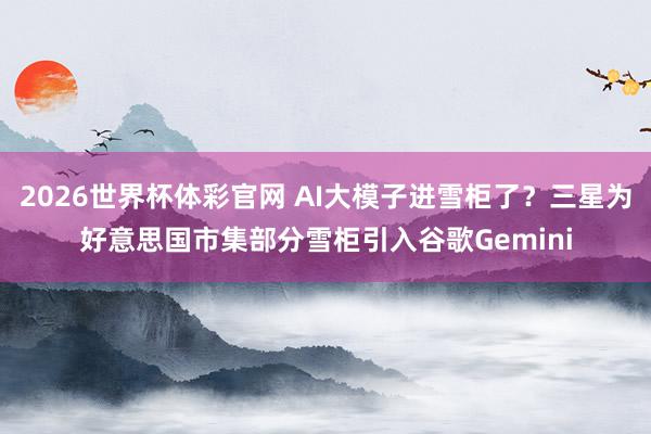 2026世界杯体彩官网 AI大模子进雪柜了？三星为好意思国市集部分雪柜引入谷歌Gemini