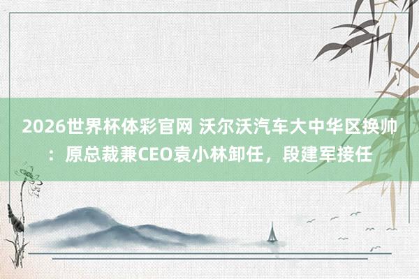 2026世界杯体彩官网 沃尔沃汽车大中华区换帅：原总裁兼CEO袁小林卸任，段建军接任