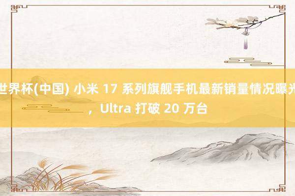 世界杯(中国) 小米 17 系列旗舰手机最新销量情况曝光，Ultra 打破 20 万台