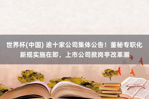 世界杯(中国) 逾十家公司集体公告！董秘专职化新规实施在即，上市公司掀岗亭改革潮