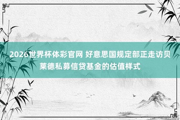 2026世界杯体彩官网 好意思国规定部正走访贝莱德私募信贷基金的估值样式
