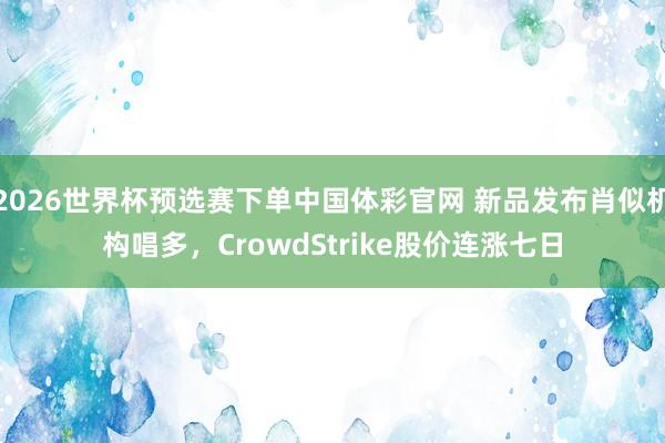 2026世界杯预选赛下单中国体彩官网 新品发布肖似机构唱多，CrowdStrike股价连涨七日