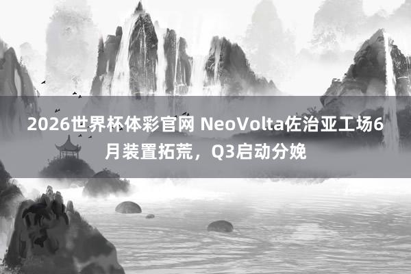 2026世界杯体彩官网 NeoVolta佐治亚工场6月装置拓荒，Q3启动分娩