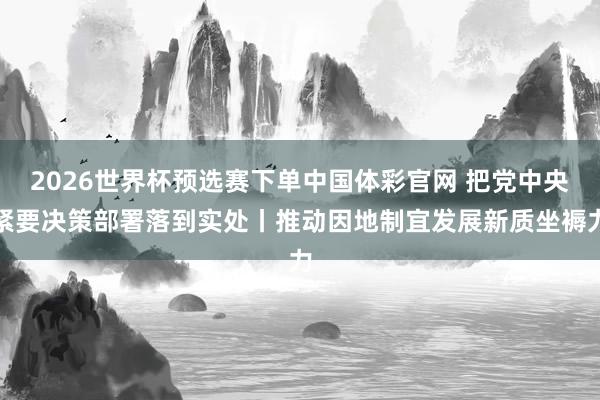 2026世界杯预选赛下单中国体彩官网 把党中央紧要决策部署落到实处丨推动因地制宜发展新质坐褥力