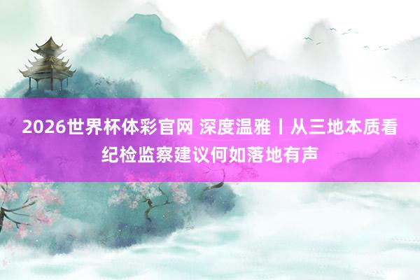 2026世界杯体彩官网 深度温雅丨从三地本质看纪检监察建议何如落地有声