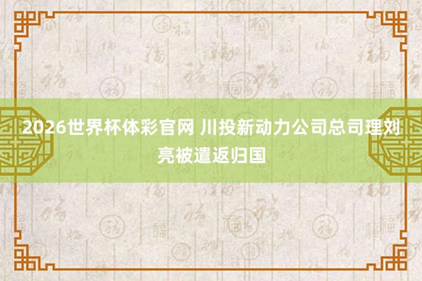 2026世界杯体彩官网 川投新动力公司总司理刘亮被遣返归国