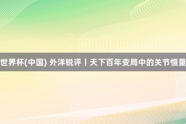 世界杯(中国) 外洋锐评丨天下百年变局中的关节恒量