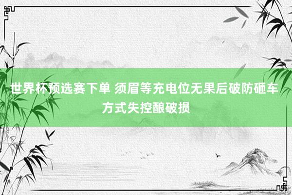 世界杯预选赛下单 须眉等充电位无果后破防砸车 方式失控酿破损