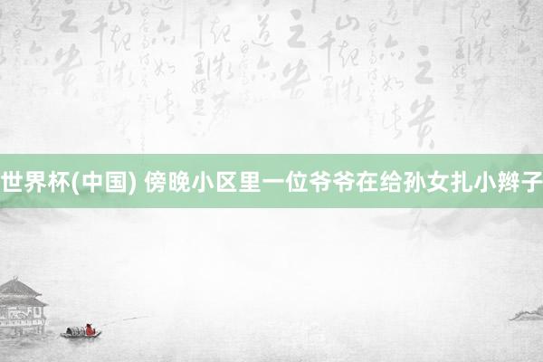 世界杯(中国) 傍晚小区里一位爷爷在给孙女扎小辫子
