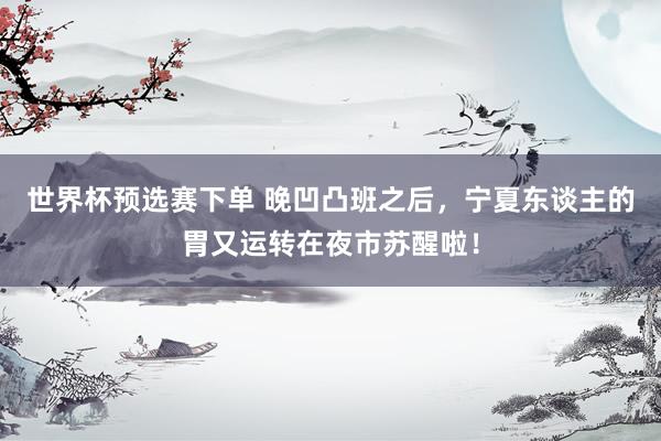 世界杯预选赛下单 晚凹凸班之后，宁夏东谈主的胃又运转在夜市苏醒啦！