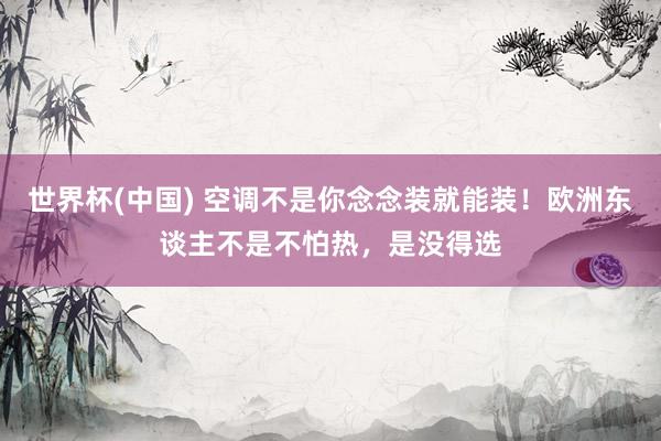 世界杯(中国) 空调不是你念念装就能装！欧洲东谈主不是不怕热