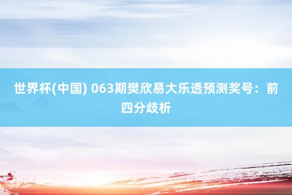 世界杯(中国) 063期樊欣易大乐透预测奖号：前四分歧析