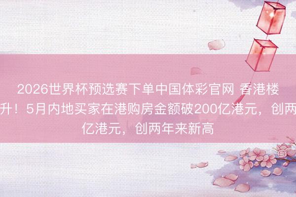 2026世界杯预选赛下单中国体彩官网 香港楼市热度回升！5月内地买家在港购房金额破200亿港元，创两年来新高