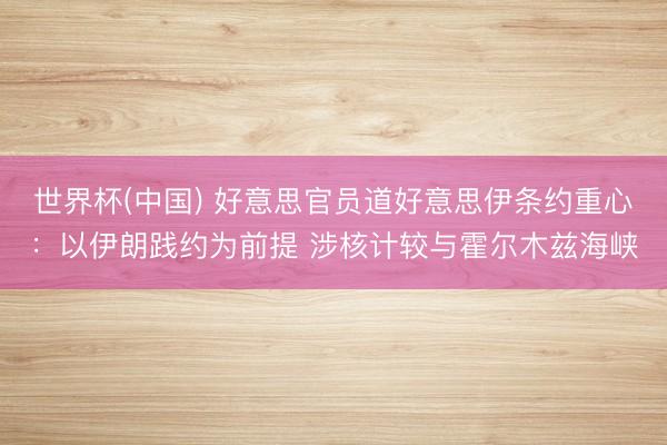 世界杯(中国) 好意思官员道好意思伊条约重心:以伊朗践约为前提 涉核计较与霍尔木兹海峡