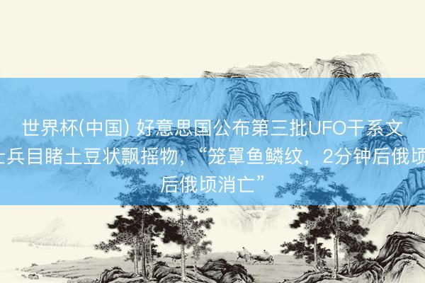 世界杯(中国) 好意思国公布第三批UFO干系文献，士兵目睹土豆状飘摇物，“笼罩鱼鳞纹，2分钟后俄顷消亡”