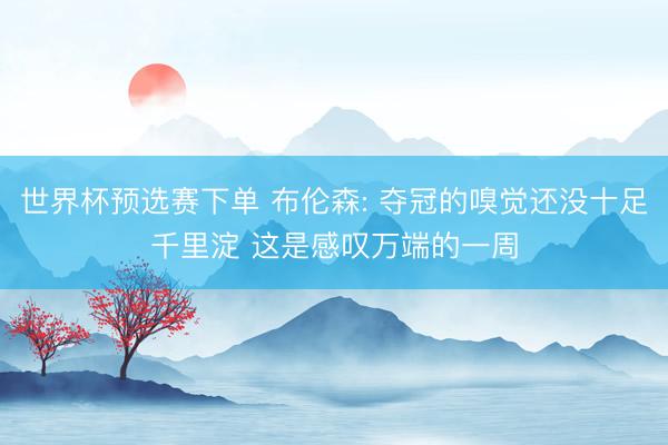 世界杯预选赛下单 布伦森: 夺冠的嗅觉还没十足千里淀 这是感叹万端的一周